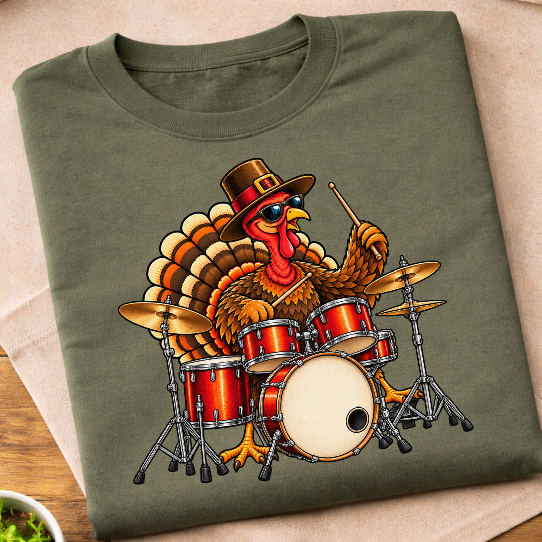Turkey Playing Drums T-Shirt