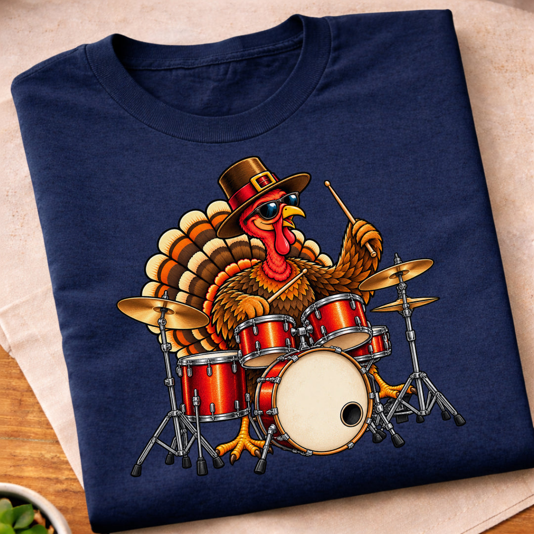 Turkey Playing Drums T-Shirt