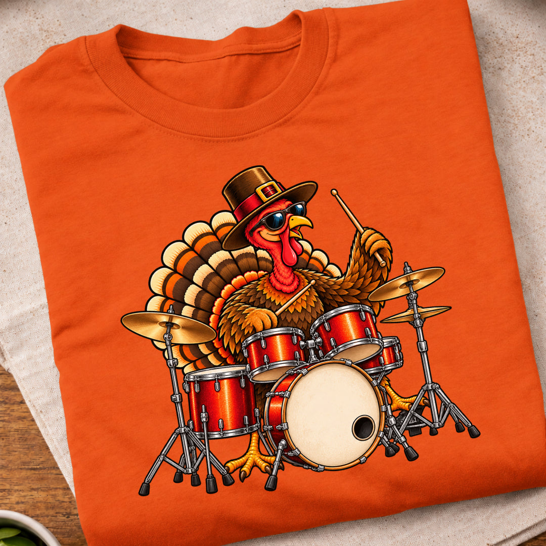 Turkey Playing Drums T-Shirt