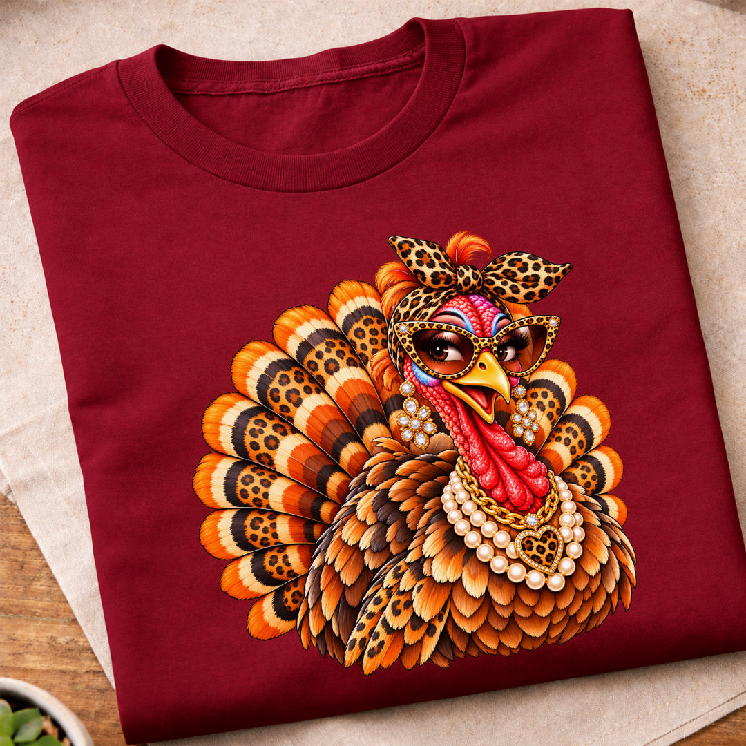 Leopard Print Glam Turkey T-Shirt