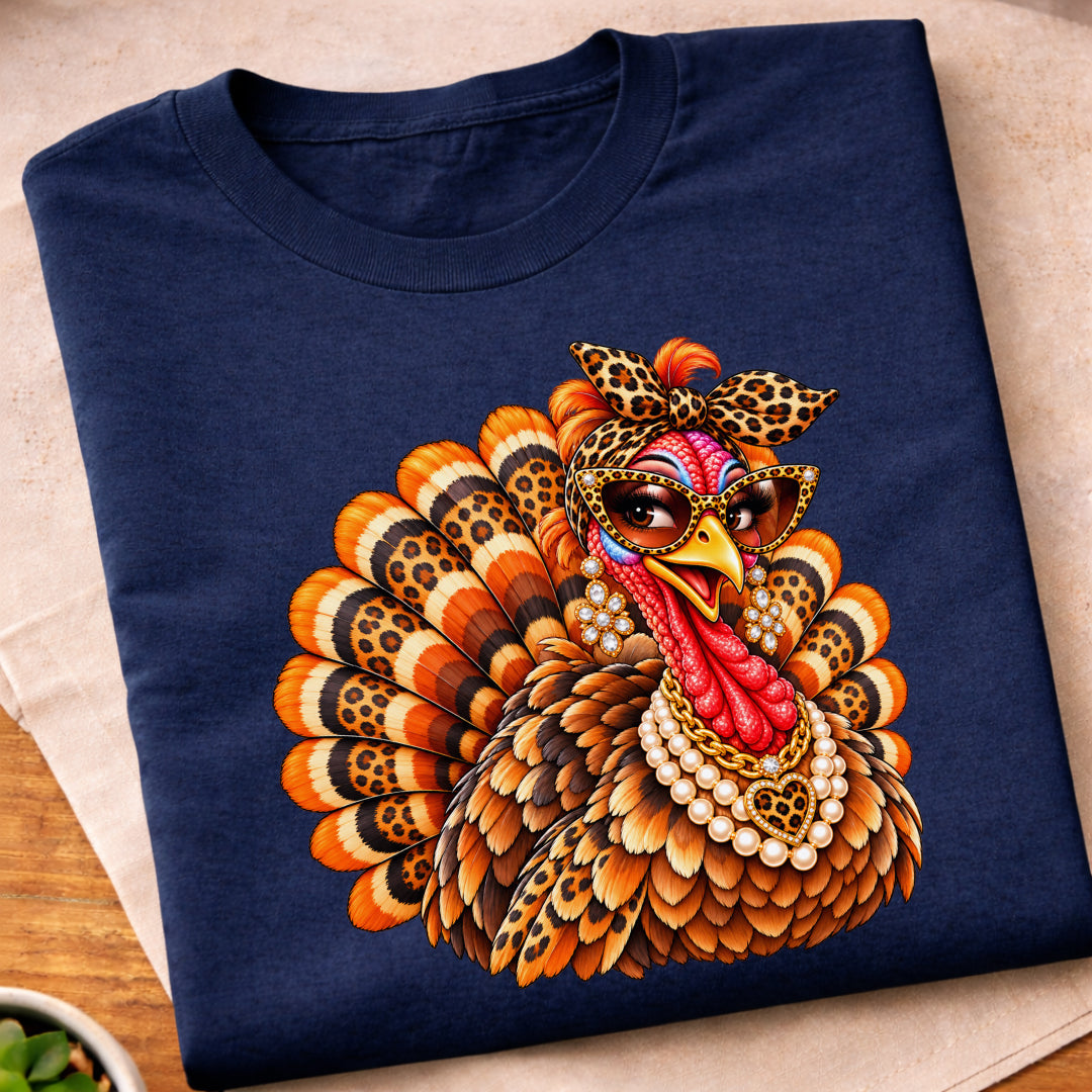 Leopard Print Glam Turkey T-Shirt