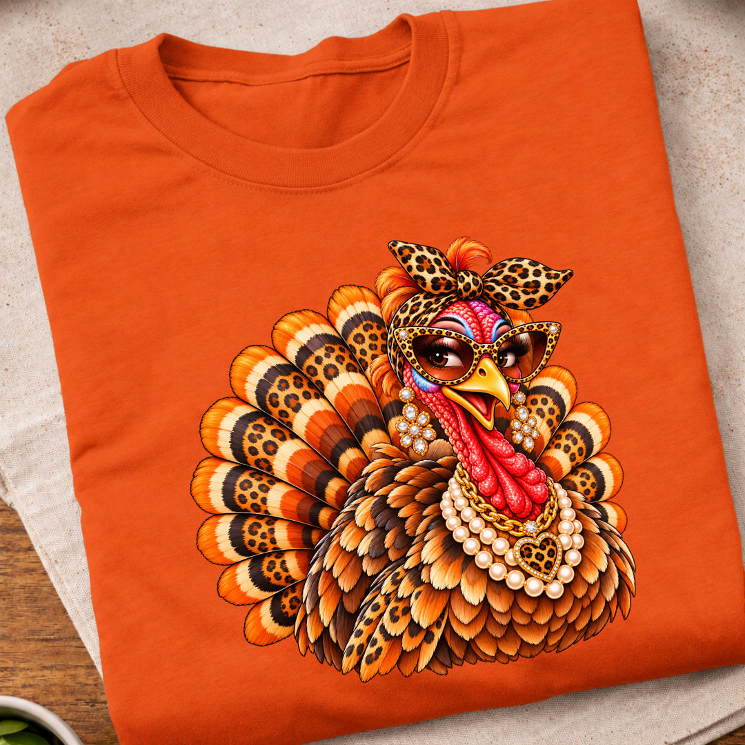 Leopard Print Glam Turkey T-Shirt