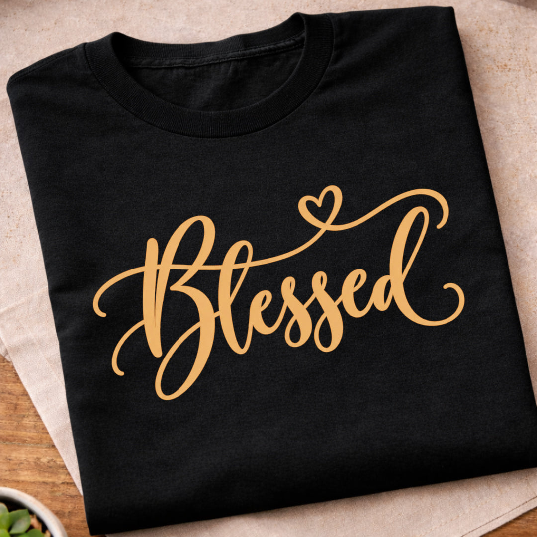 Blessed Script Heart T-Shirt