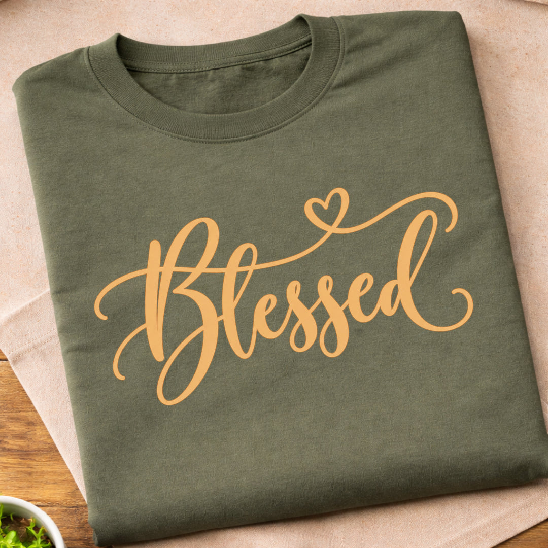 Blessed Script Heart T-Shirt