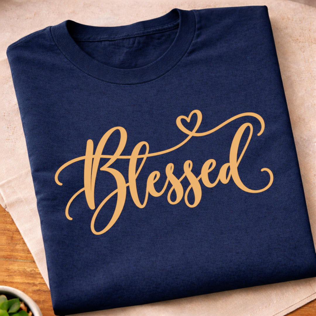 Blessed Script Heart T-Shirt