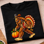 Bigfoot Turkey Thanksgiving Pumpkin T-Shirt