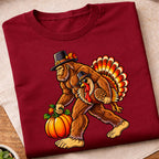 Bigfoot Turkey Thanksgiving Pumpkin T-Shirt