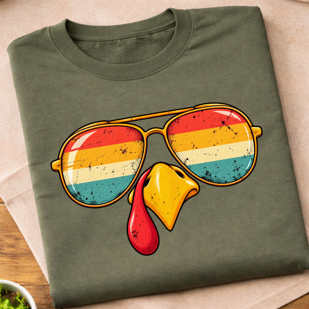 Retro Turkey Aviator Sunglasses T-Shirt