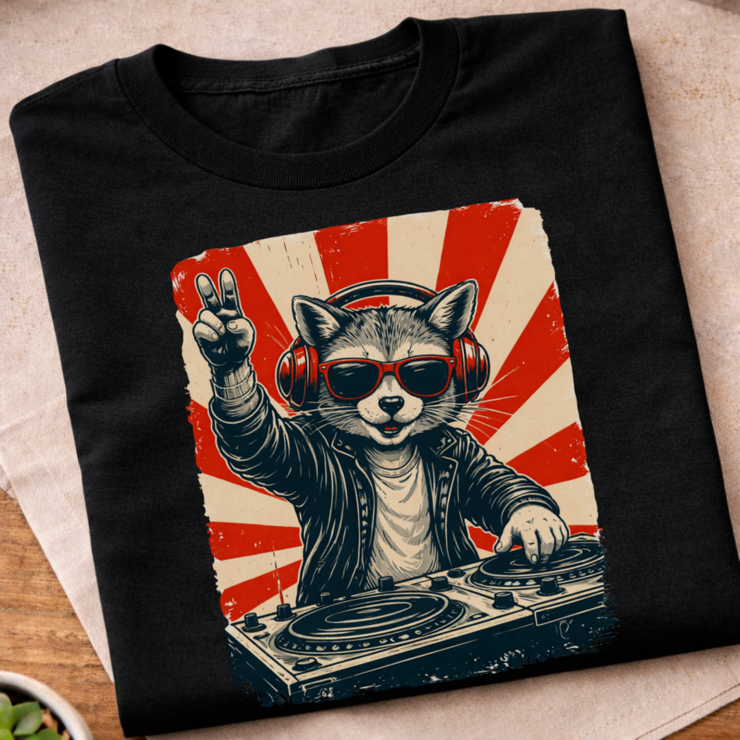 Raccoon DJ T-Shirt