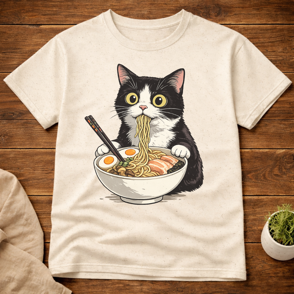 Cat Eating Ramen T-Shirt