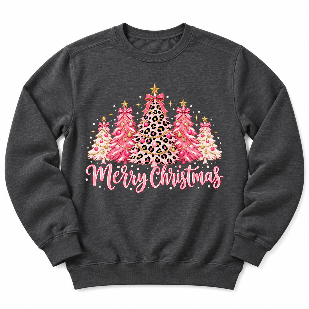 Merry Christmas Pink Trees Sweatshirt