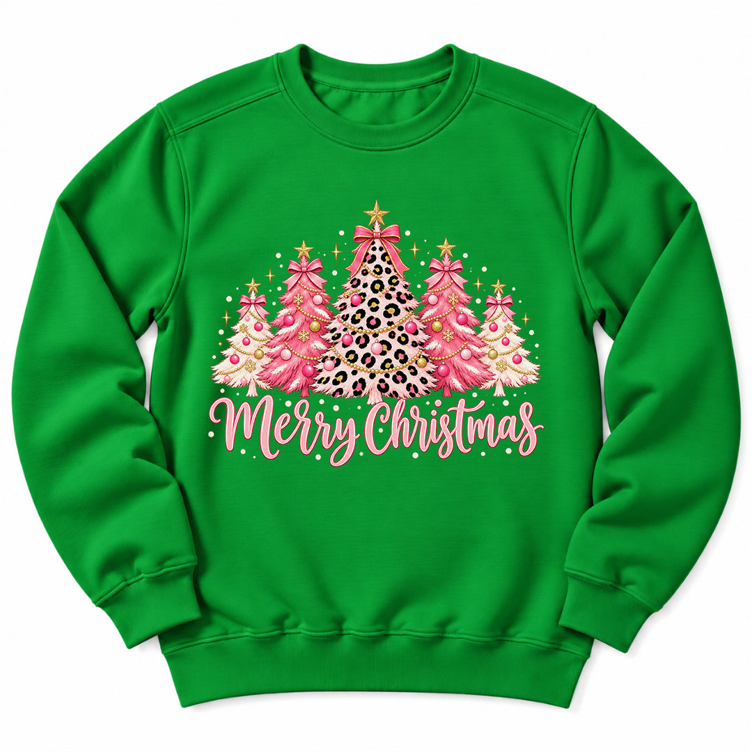 Merry Christmas Pink Trees Sweatshirt