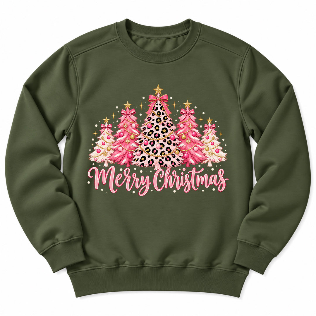 Merry Christmas Pink Trees Sweatshirt