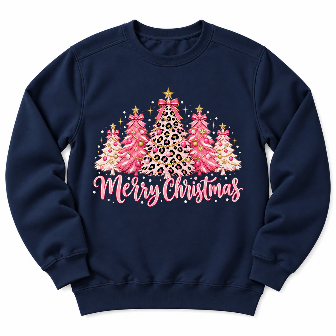 Merry Christmas Pink Trees Sweatshirt