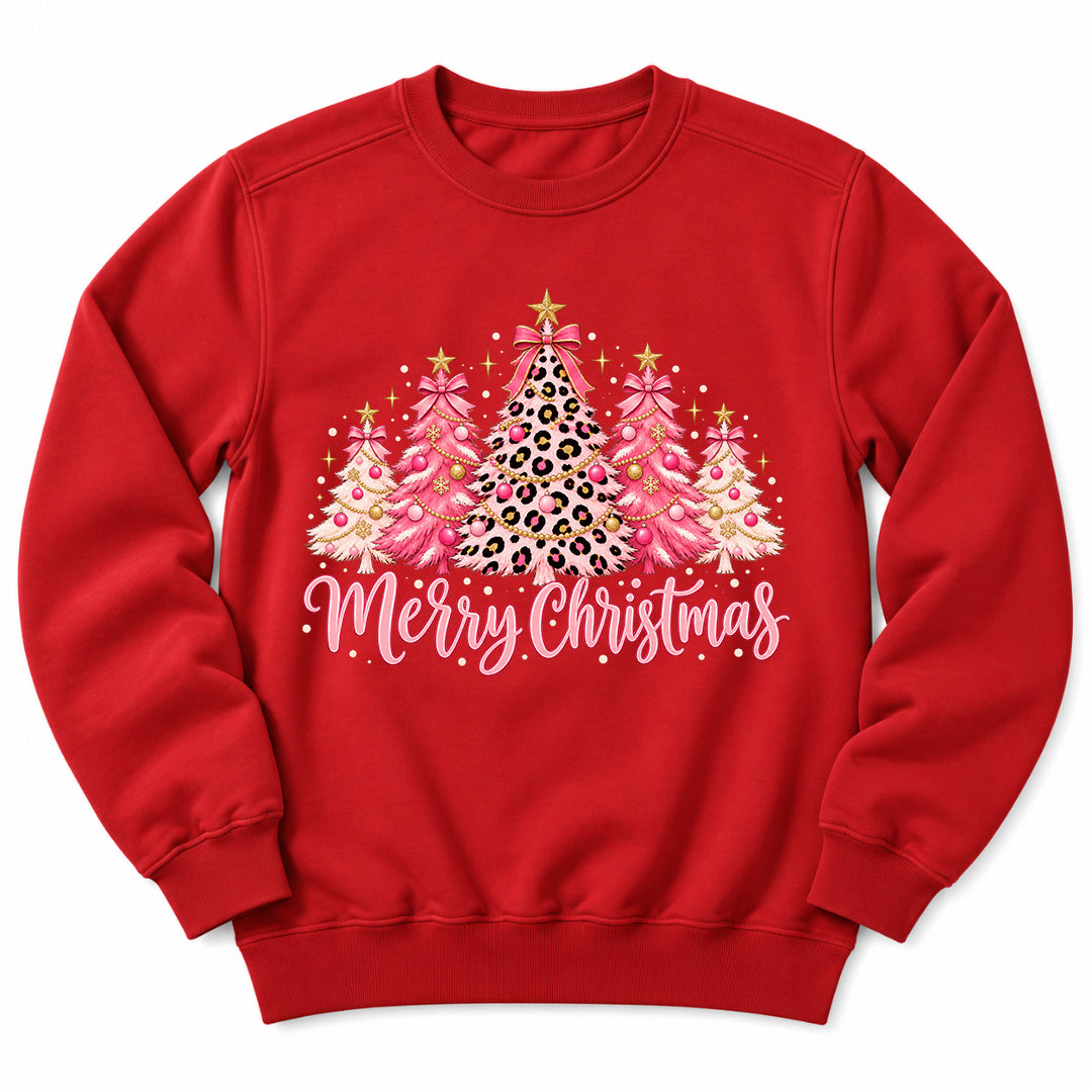 Merry Christmas Pink Trees Sweatshirt