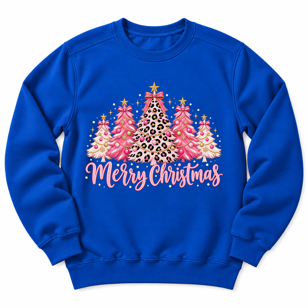Merry Christmas Pink Trees Sweatshirt