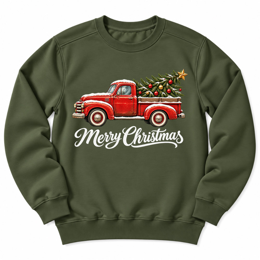 Merry Christmas Red Truck Sweatshirt