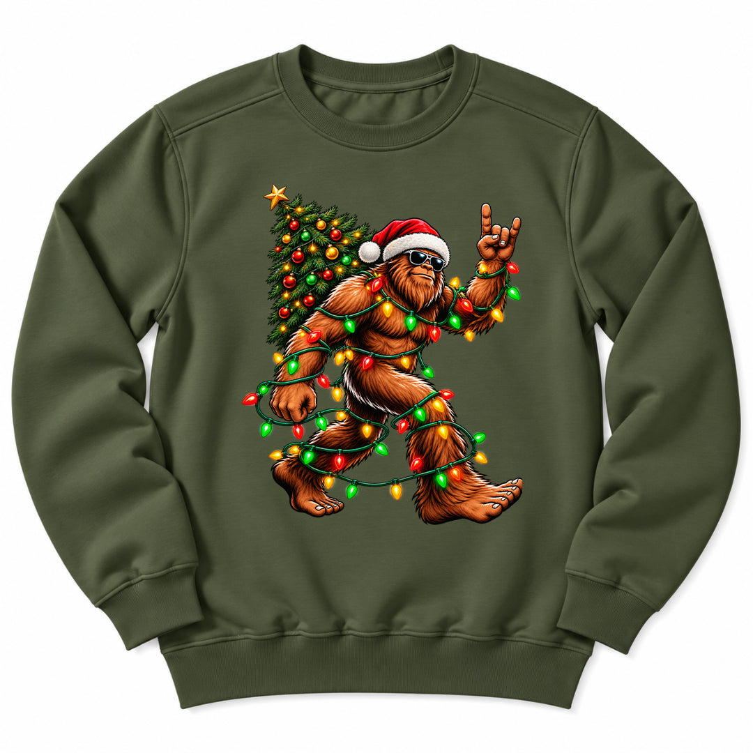 Christmas Bigfoot Festive Lights Sweatshirt