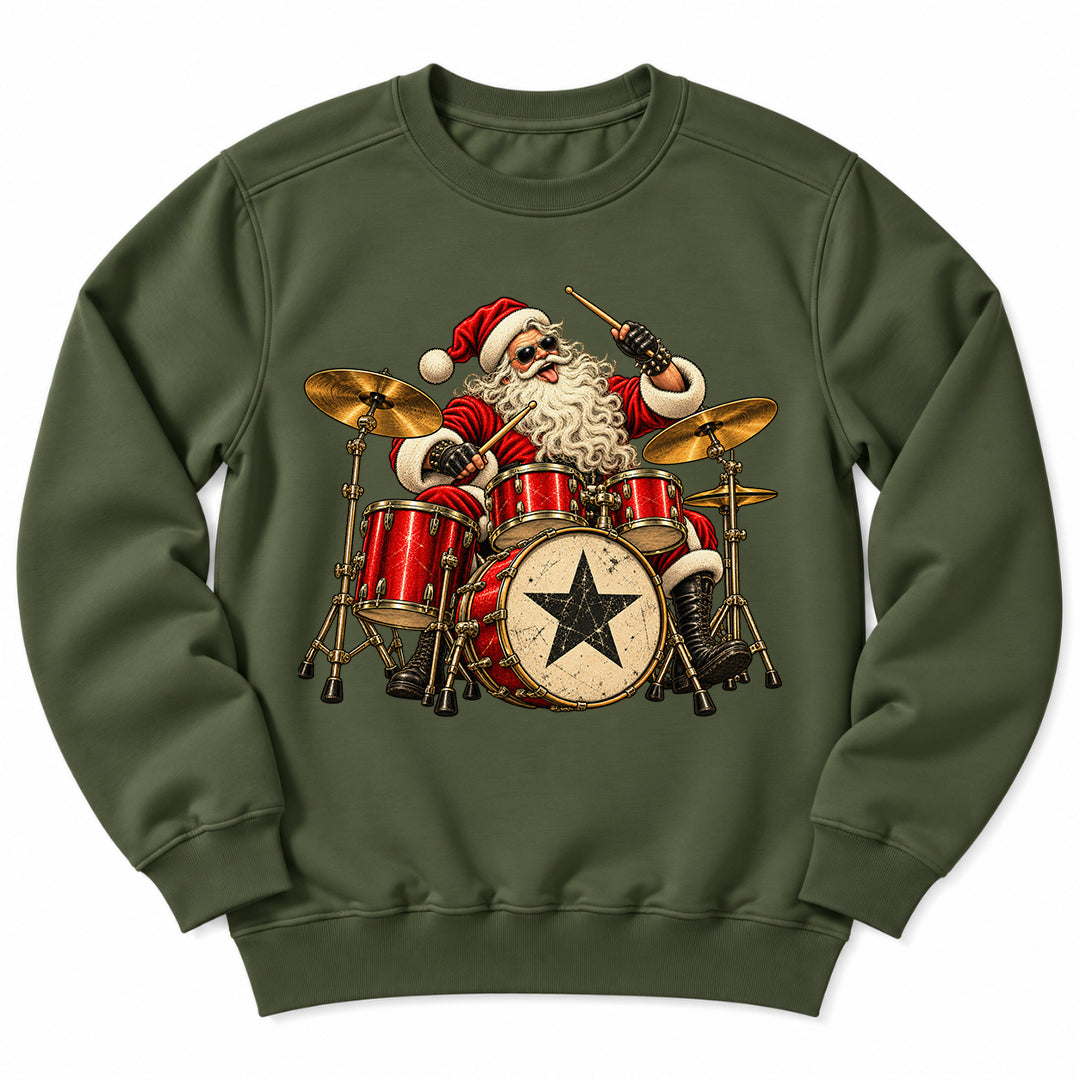 Santa Playing Drums Sweatshirt