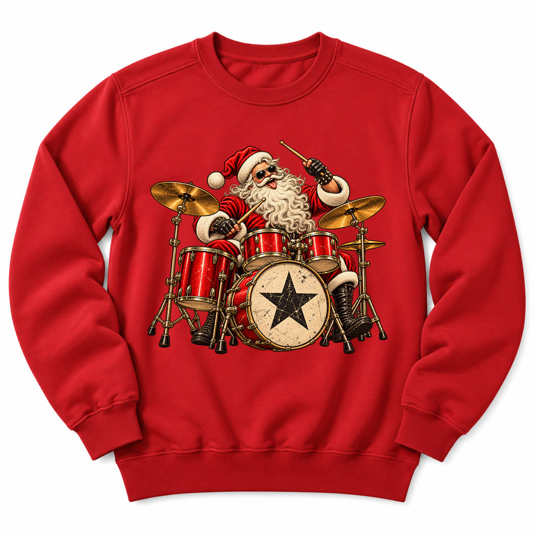 Santa Playing Drums Sweatshirt