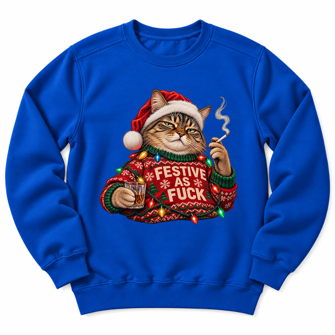 Festive As Fuck Christmas Cat Sweatshirt