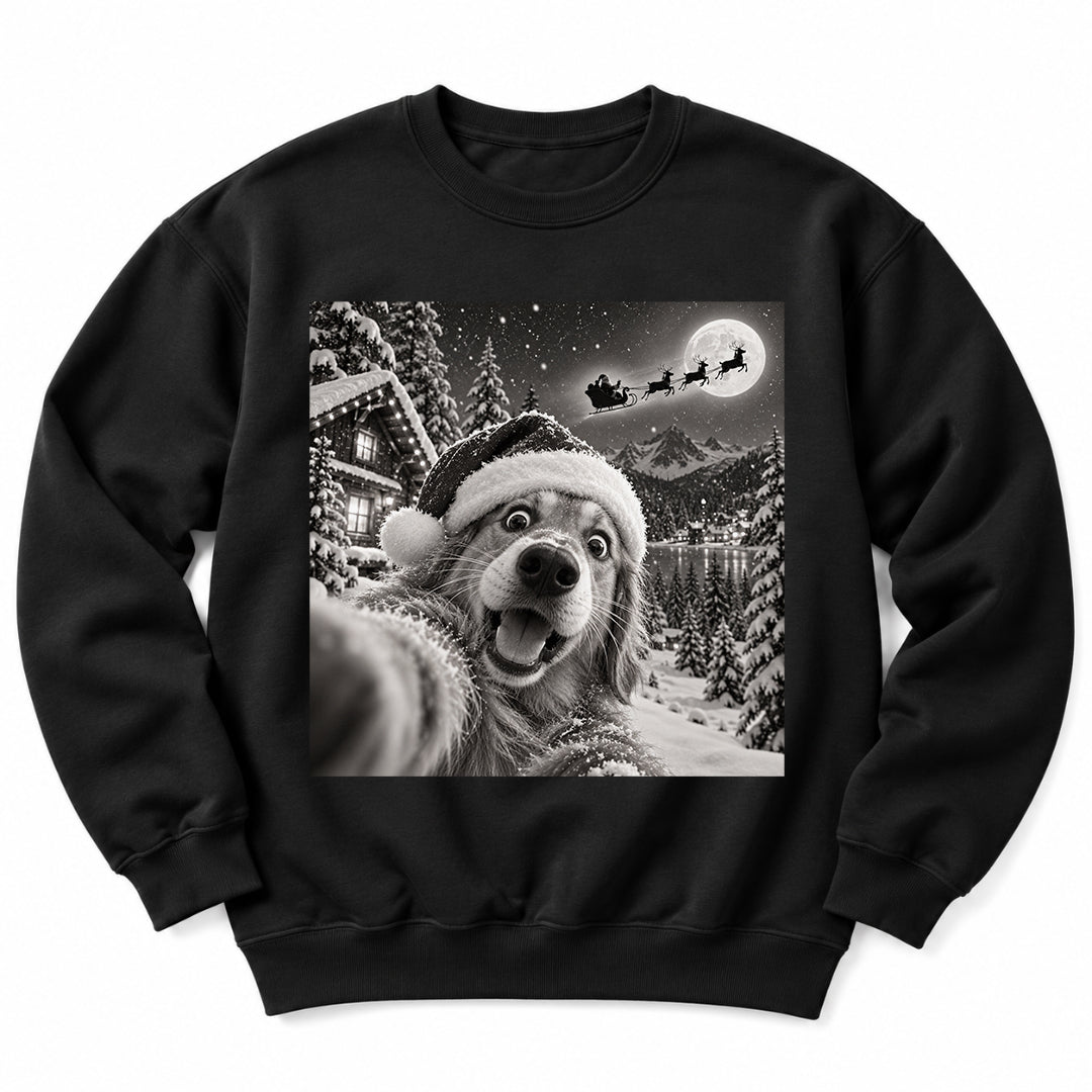 Christmas Dog Snow Selfie Sweatshirt