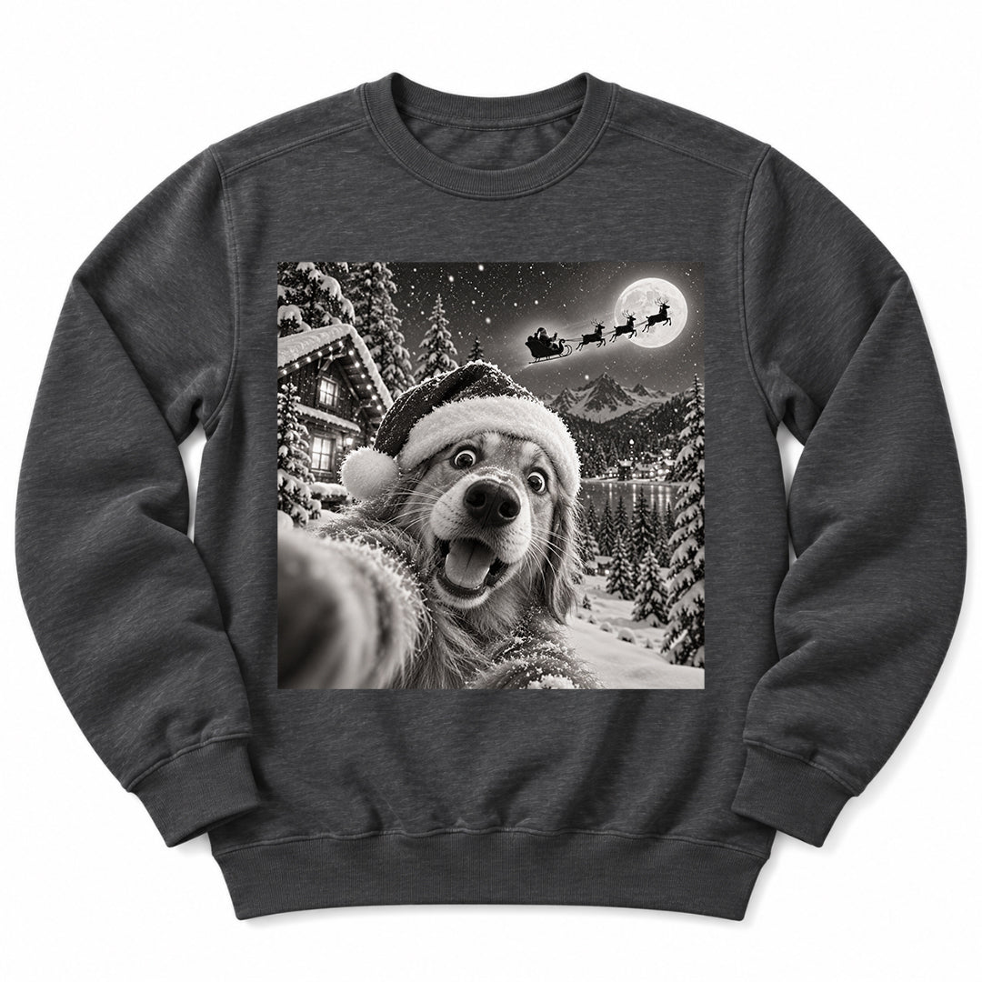 Christmas Dog Snow Selfie Sweatshirt