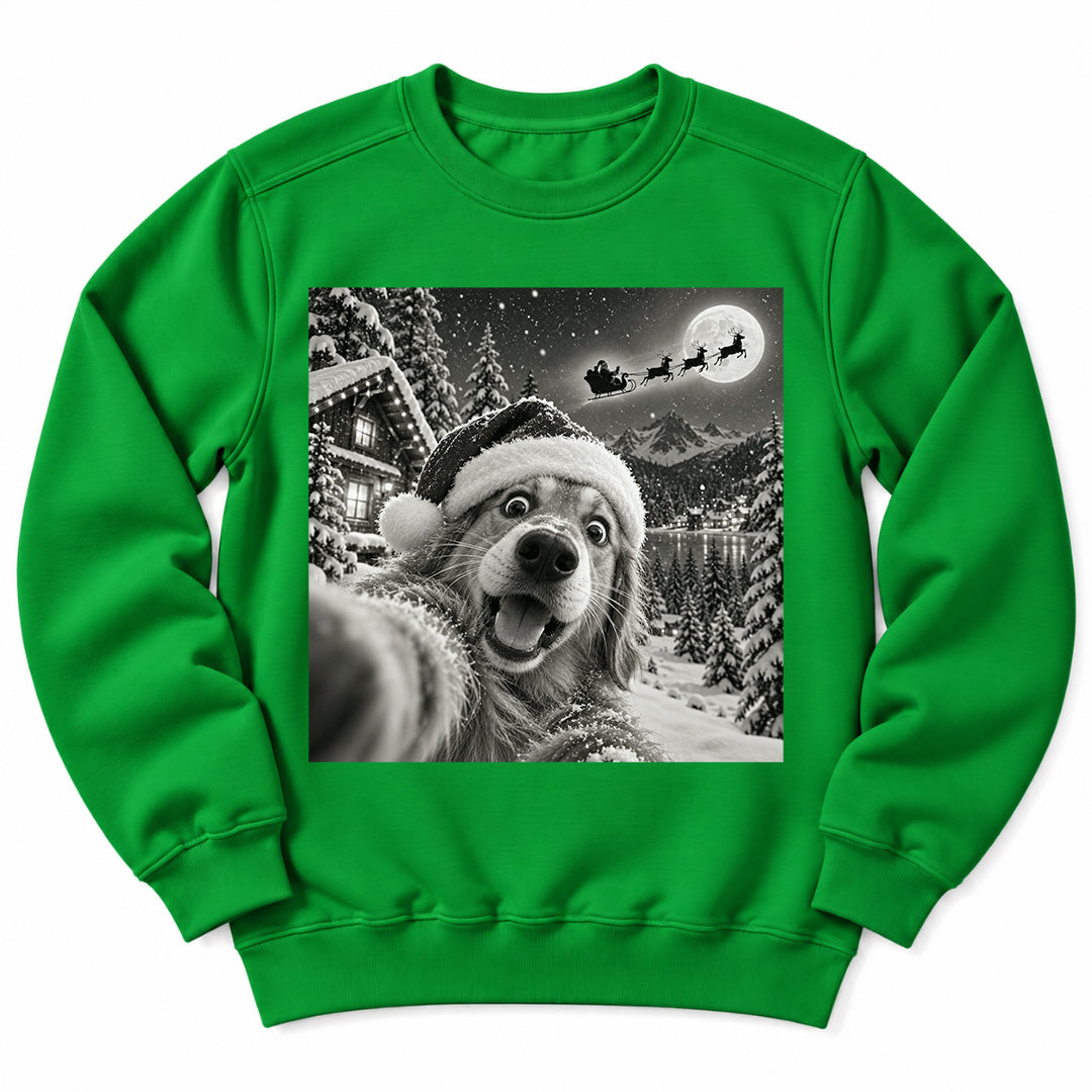 Christmas Dog Snow Selfie Sweatshirt