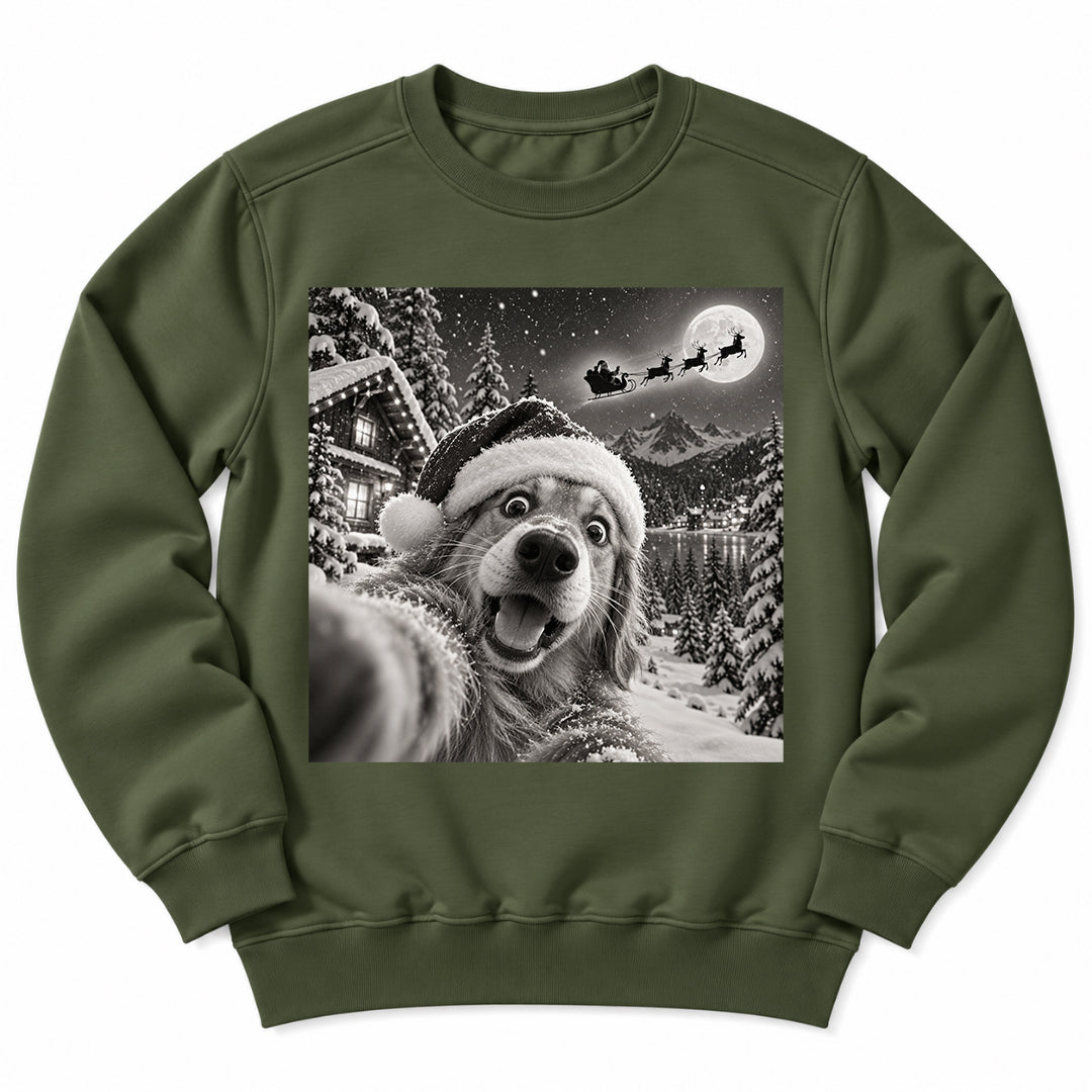 Christmas Dog Snow Selfie Sweatshirt