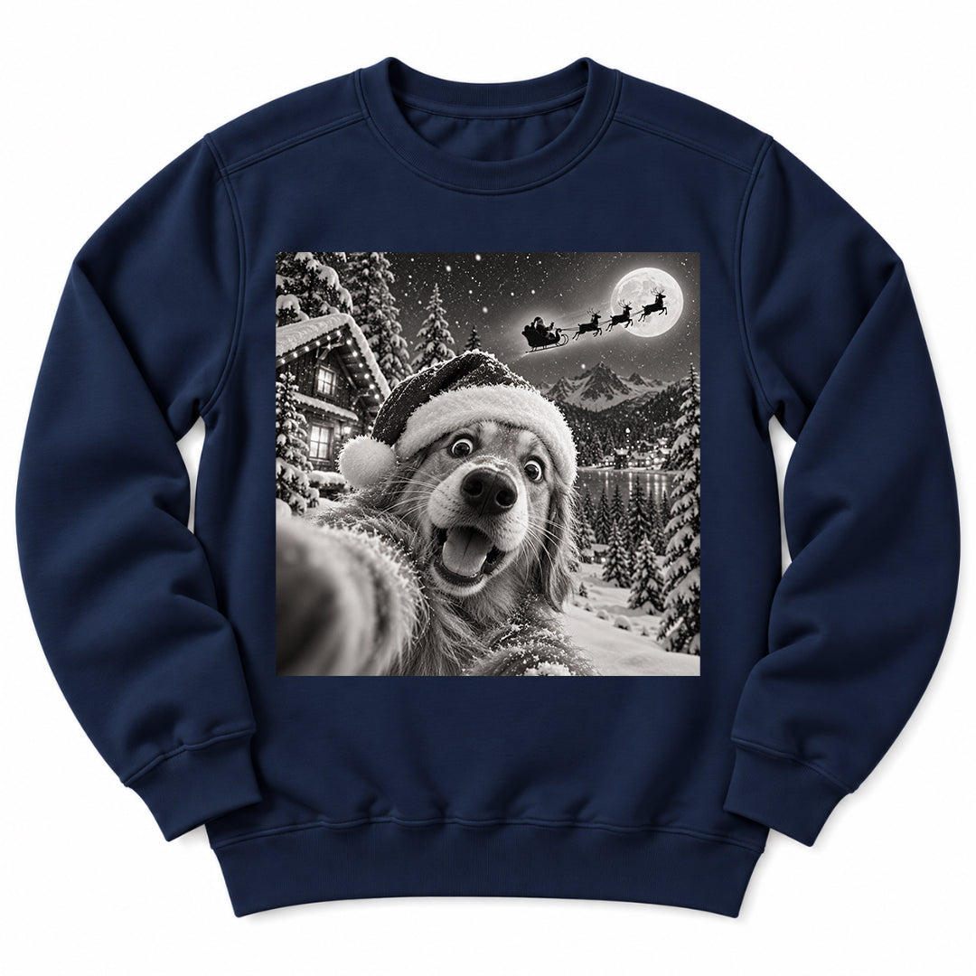 Christmas Dog Snow Selfie Sweatshirt