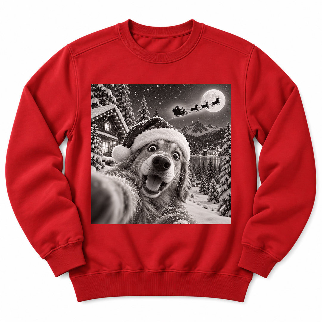 Christmas Dog Snow Selfie Sweatshirt