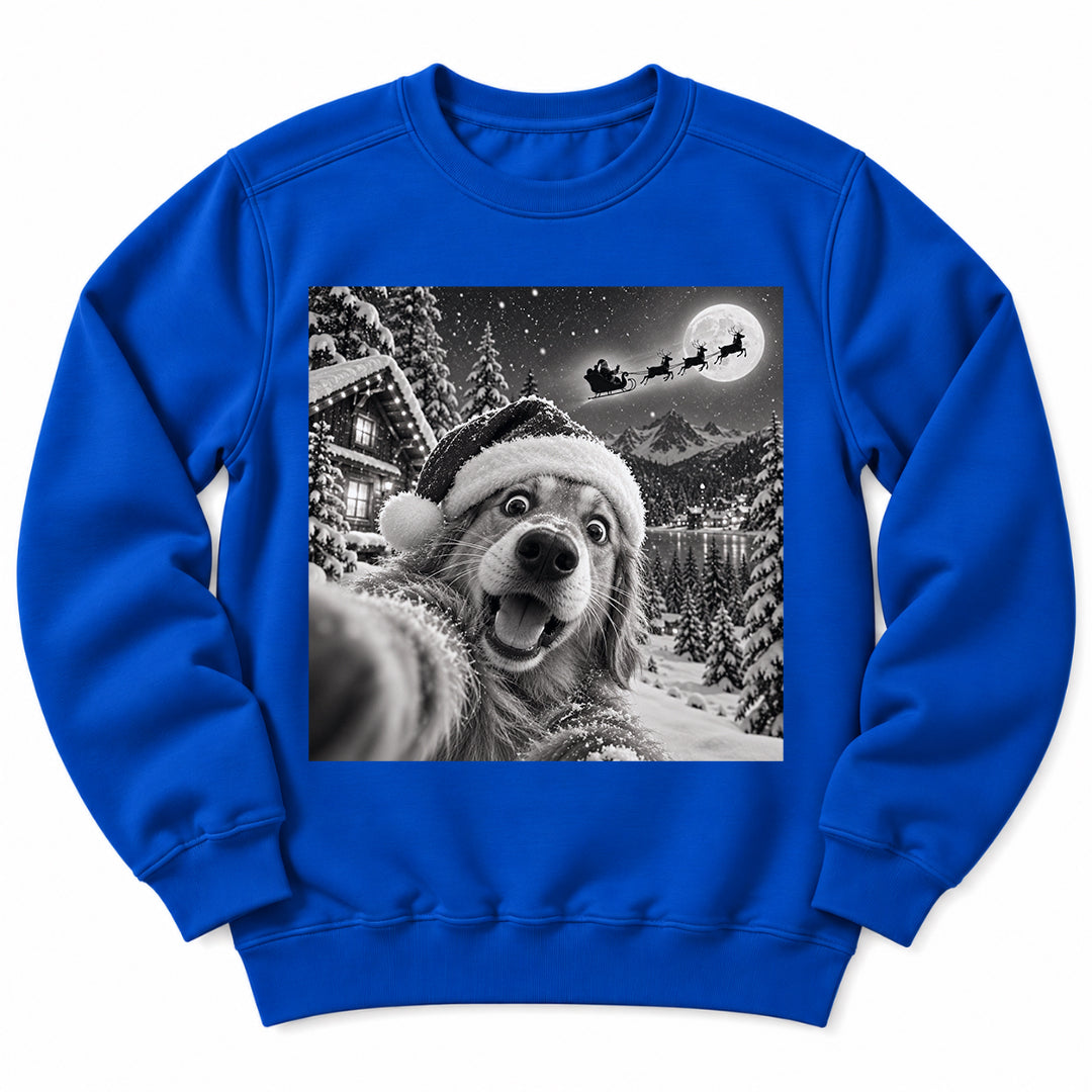 Christmas Dog Snow Selfie Sweatshirt