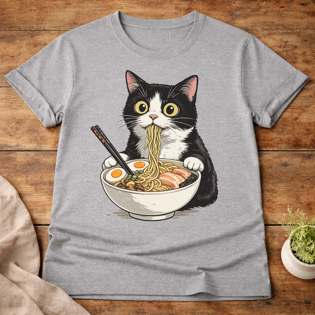 Cat Eating Ramen T-Shirt