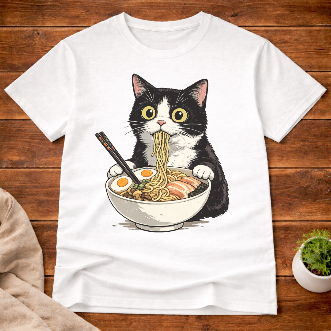 Cat Eating Ramen T-Shirt